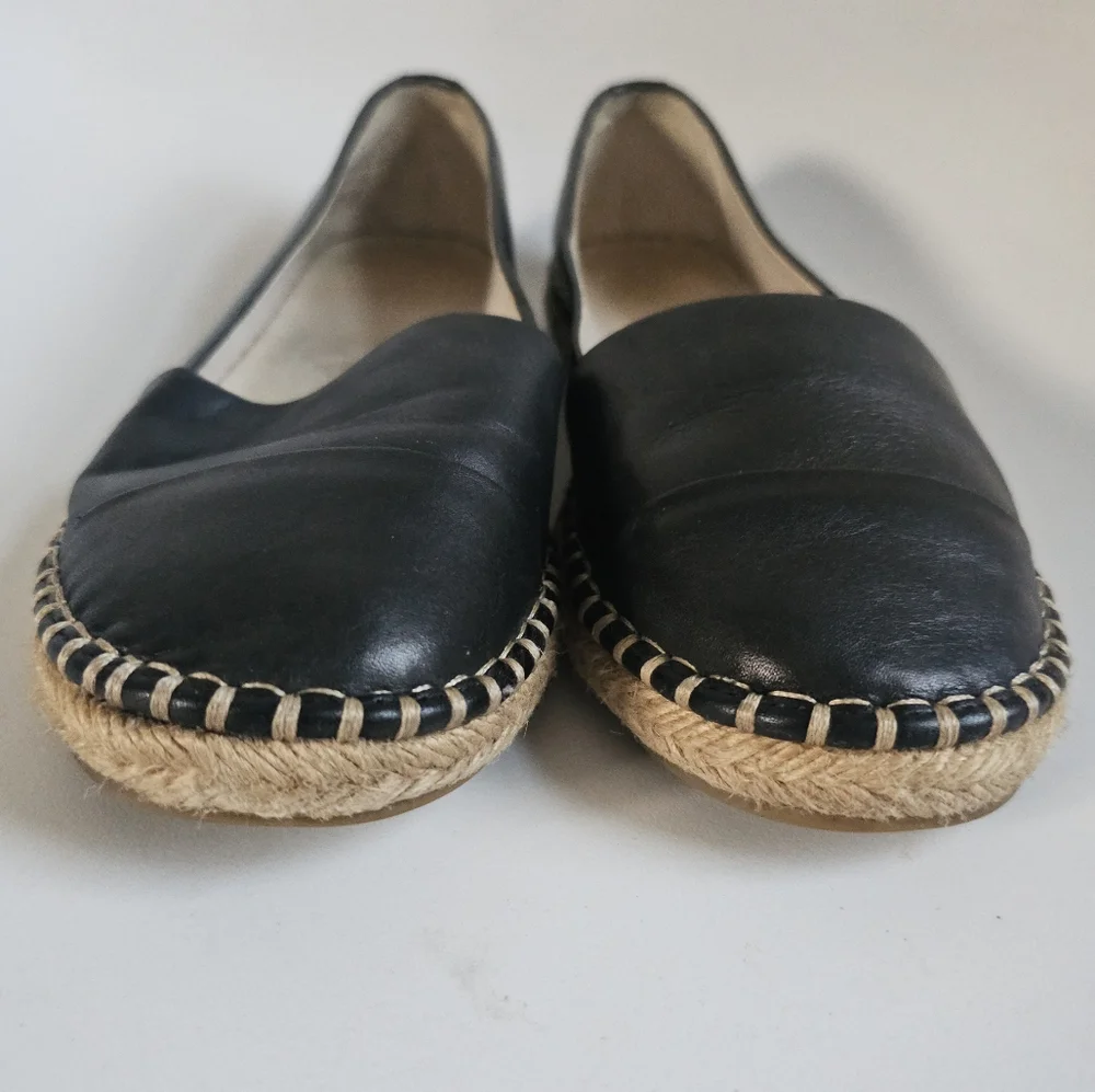☆ ALDO Black Leather Espadrille Slip Ons